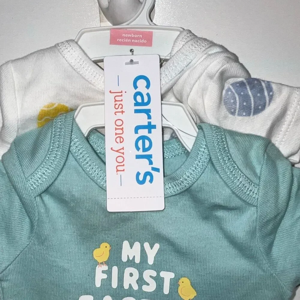 Lot of 2 Carter's Newborn My‎ First Easter Bodysuit Size 6-9 lb/0-3 Months NWT